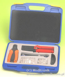 Zestaw narzędzi do zaciskania ze złączami RJ12; RJ45.