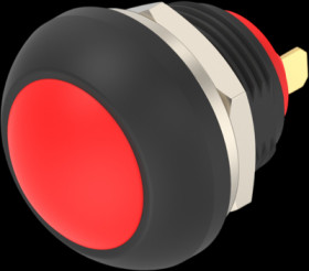 Pushbutton, 1 pole, red, unlit , 0.12 A/125 VAC, 0.2 A/50 VDC, 13.6 mm, IP68, 2-2329360-2