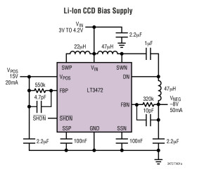 Boost and Inverting DC/DC Converter for CCD Bias