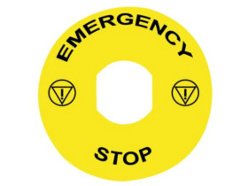 ETYK.OKR.F90 ŻÓŁTE TŁO "EMERGENCY STOP"
