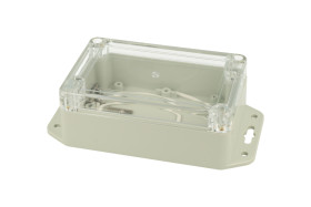 Obudowa; uniwersalna; ZP120.80.45UJpH TM PC; poliwęglan; 121,4mm; 81,6mm; 45,2mm; IP65; przezroczysty; jasnoszary; z tulejkami m