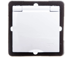 IMPRESJA Gniazdo bryzgoszczelne z/u IP44 z przesłonami klapka biała GPH-1YZP/m/00/w