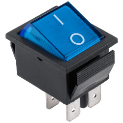 Przełącznik kołyskowy pojedynczy niebieski (DPST 4P) z podświetleniem