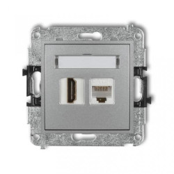 MINI Gniazdo telefoniczne RJ11 + gniazdo komputerowe RJ45 kat. 5e 8-stykowy beznarzędziowy srebrny metalik 7MGTK