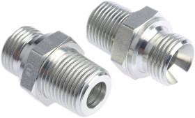 Hydrauliczny adapter gwintowany prosty, Złacze A: G 1/2, Złacze B: R 3/8 męskie, Stal, 200bar