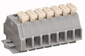 2-wire terminal strip, spring-clamp connection, 0.08-2.5 mm², 7 pole, 24 A, 6 kV, gray, 261-107/331-000