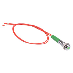 Green LED 6mm Metal Panel Indicator Light Prewired 12V