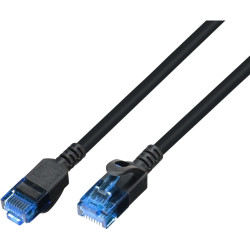 Patch cable, slim design, RJ45 plug, straight to RJ45 plug, straight, Cat 6A, U/UTP, LSOH, 0.25 m, black, 1810HF-0,25M