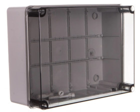 Puszka natynkowa z przeźroczystą pokrywą seria 420 IP65 300x220x120 szara EC420C8