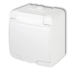 JUNIOR Gniazdo pojedyncze z/u SCHUKO (klapka biała) biały GHE-1sp