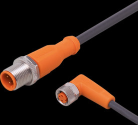 Sensor actuator cable, M12 cable plug, straight, A to M8 cable socket, angled, A, 3 pole/3 pole, 0.3 m, PUR, black, 3 A, EVC230