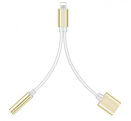ADAPTER LIGHTNING- LIGHTNING/3,5MM GOLD