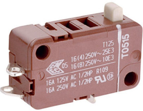 Miniature snap-action switche, On-On, solder connection, pin plunger, 4 N, 16 (4) A/250 VAC, IP40, 1085.0103