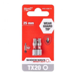 Bity udarowe do wkrętarki TORX TX20 25mm 1/4 SHOCKWAVE 2szt MILWAUKEE