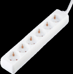 Socket outlet, 6 sockets, white