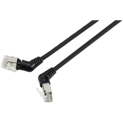 Renkforce RF-6071546 RJ45 patch cable CAT 6A F/UTP Black 0.50 m 360&#xB0; pivot
