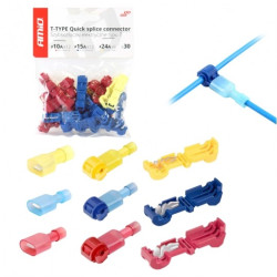 Zestaw Szybkozłączek odgałęźnych typu T 12V/24V 10A-24A na przewody 0,5-6,0mm2 AMIO 30szt