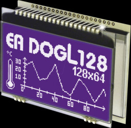 EA DOGL128B-6 LCD graphic module, 60.8 x 32.9 mm, blue