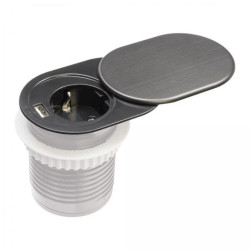 Gniazdo meblowe do zabudowy 1 złącze wtyczkowe 1xUSB A schuko GMZ-2 W-72012