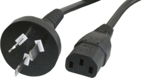 Device connection cable, China, plug type I, straight on C13 socket, straight, H05VV-F3G1.0 mm², black, 2.5 m, PRC/3-H05VVF3G100