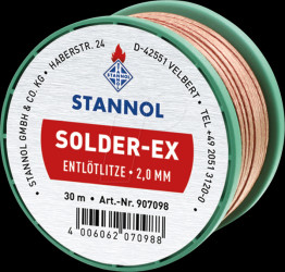 907098 Desoldering wick Solder-Ex, copper, 30 m x 2.0 mm