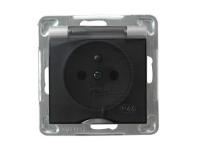 IMPRESJA Gniazdo pojedyncze z uziemieniem IP44 z klapką srebro GPH-1YZ/m/18/d OSPEL