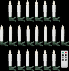 77754 LED Christmas tree candles, set of 20, white, remote control, wa