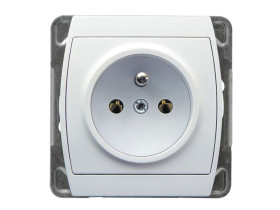 GAZELA Gniazdo pojedyncze z uziemieniem biały GP-1JZ/m/00 OSPEL