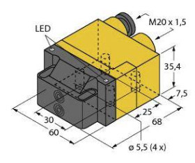 Turck Czujnik indukcyjny nie podtynkowy PNP, Zamykający NI4-DSU26TC-2AP4X2