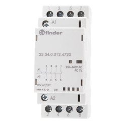 Stycznik 12 V DC Finder styki: 4 4 kW 25 A 3NO + 1NC Śruba 22.34.0.012.4720