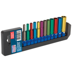 Sealey AK282D Multi-coloured Deep Socket Set 12pc 1/4&quot;sq Drive Metric