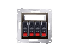 SIMON 54 Gniazdo głośnikowe poczwórne z polem opisowym Przekrój przewodów dla wejścia i wyjścia 2 5 mm2 brąz mat DGL34.01/46 KON