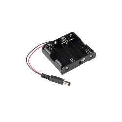 KOSZYK BATERII POJEMNIK 4x AA Z WTYKIEM 2,1/5,5 DC PŁASKI 4xR6