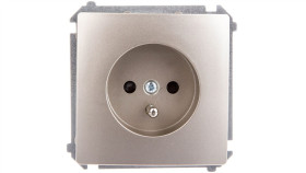 Simon Basic Gniazdo Pojedyncze Z/U 16A Ip20 Z Przesłoną Torów Satyna...
