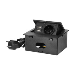 ORNO czarne Gn. wpuszcz 1x230V+2xUSB GM-9029/B