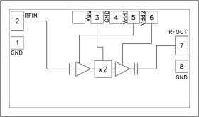 x2 Active Multiplier Chip, 8 - 21 GHz Fout