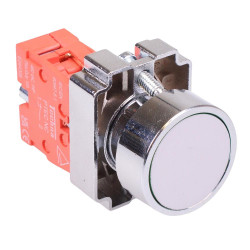 Techna PtecMetPNWhite White Flush Push Button Switch Metal 10A 1NC