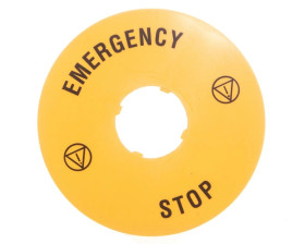 Szyld opisowy fi 90mm EMERGENCY/STOP LPXAU113