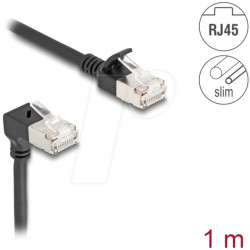 80305 Cat.6a patch cable, S/FTP, bottom angled / straight, 1 m