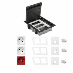 KONTAKT SIMON FLOOR BOX puszka podłogowa 2x gniazdo pojedyncze z/u + 1x gniazdo DATA + 3x gniazdo RJ45 kat. 6 do podłóg technicz