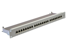 Patch panel RACK 19 kat.6 24p FTP z półką 1U szary