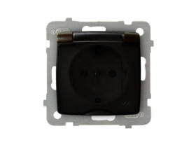 KARO Gniazdo pojedyncze z uziemieniem schuko IP44 zaciski gwintowe czekoladowy metalik GPH-1SS/m/40/d OSPEL