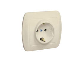 AKORD Gniazdo pojedyncze z uziemieniem schuko beżowe z przesłonami torów prądowych AGSz1ze/12 KONTAKT SIMON