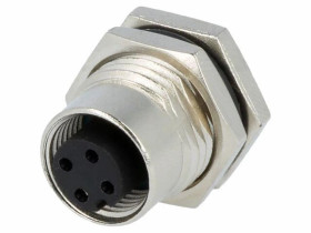 Złącze M12, żeńskie, PIN:4, gniazdo, proste, 250V M12A-04PFFS-SF8001