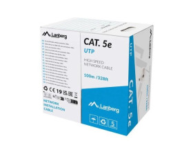 KABEL LAN UTP KAT.5E 100M DRUT CU SZARY FLUKE PASSED LANBERG LCU5-12CU-0100-S