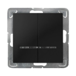 IMPRESJA Łącznik dwugrupowy swiecznikowy z podświetleniem niebieskim czarny metalik ŁP-2YS/M/33