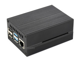 Waveshare Stripe Aluminum Cooling Case for Raspberry Pi 4, Built-In Active Radiator with Fins