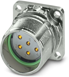 Surface mount socket, M23, 6 pole, crimp connection, standard/ONECLICK quick locking system, straight, 1629094