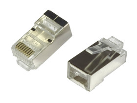 Wtyk 8p8c RJ45 STP kat.6 na drut, przelotowy (1.10mm)