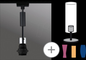 96919 URail pendant light 2Easy, E27, max. 20 W, dimmable, black/chrom